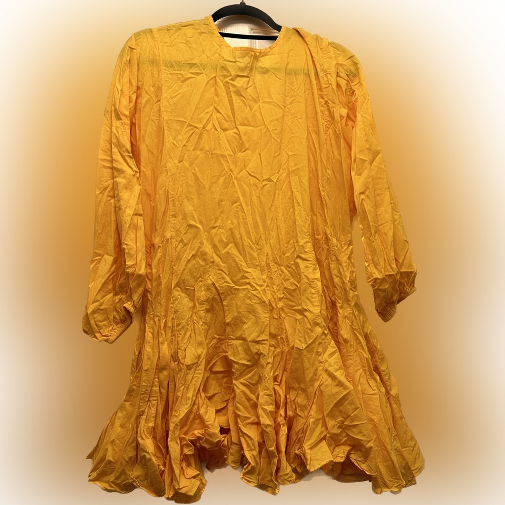 Yellow long sleeve cotton dress